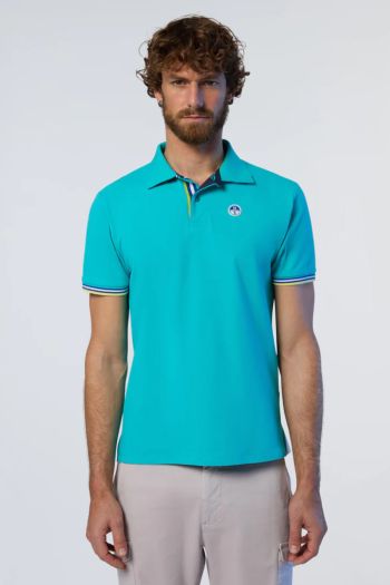 Polo shirt with striped details for men