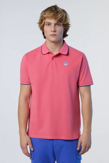 Men's polo shirt with logo collar