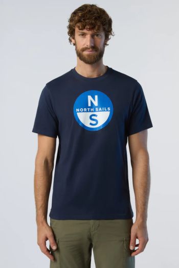 T-shirt con maxi logo uomo Blu