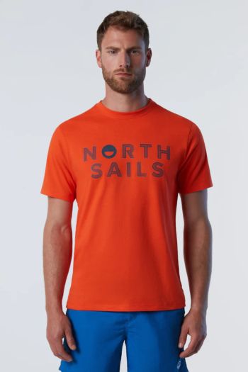 T-shirt con logo stampato uomo Arancione
