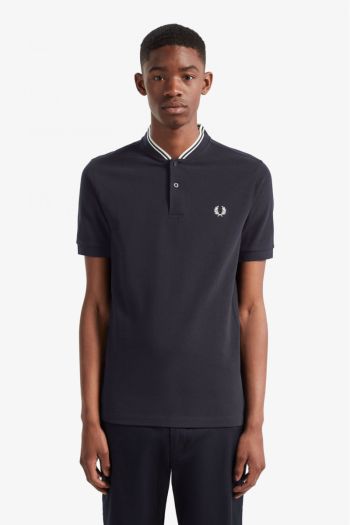 Polo shirt with men's bomber style collar
