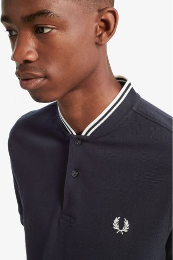 Polo shirt with men's bomber style collar