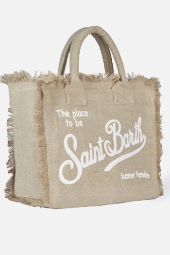 Vanity linen tote bag for women